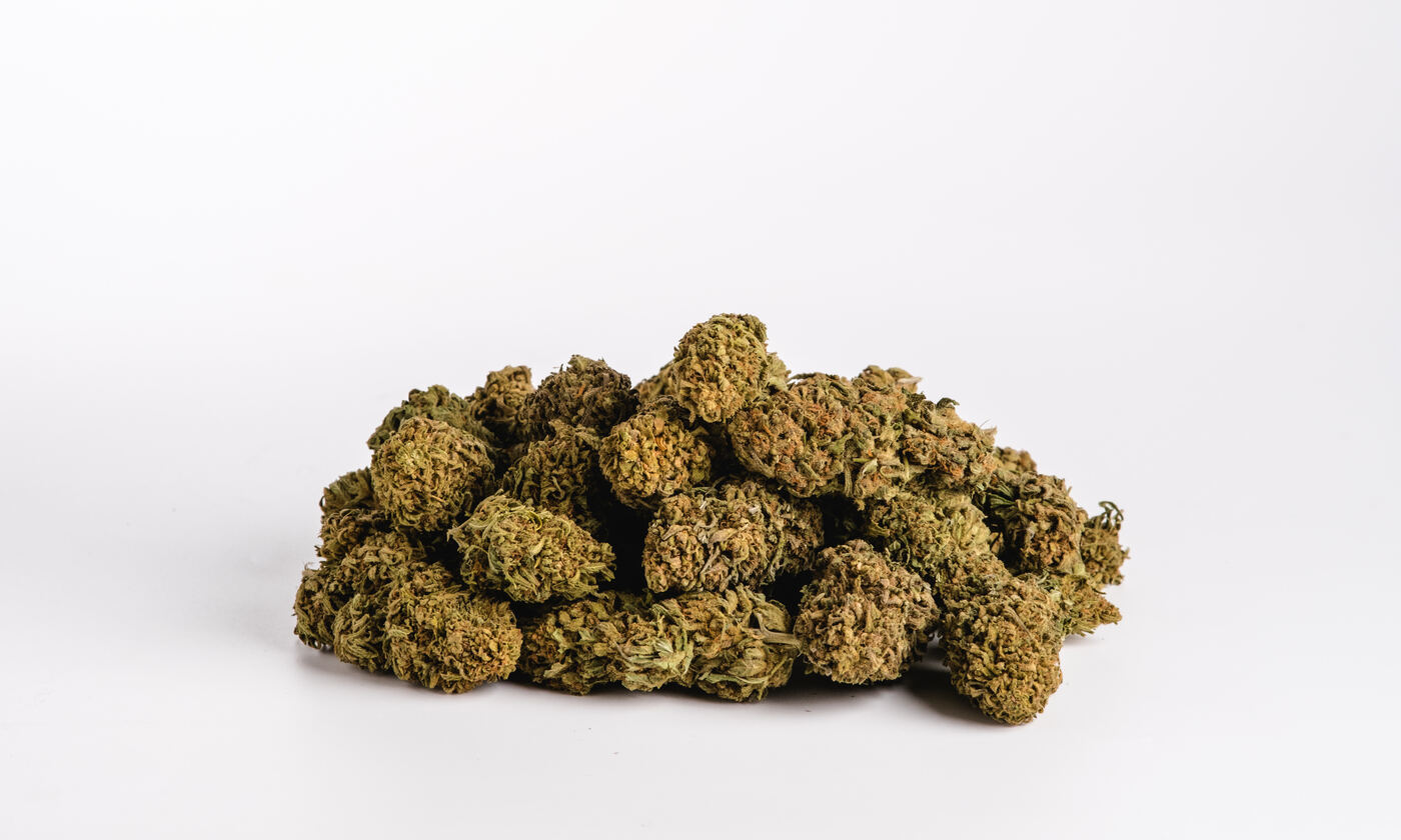 Pile of hybrid cannabis buds